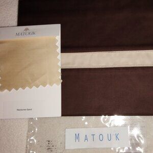 MATOUK CONTRALTO PILLOWCASE 600TC EGYPTIAN COTTON SATEEN CHOCOLATE-SAND KING NEW
